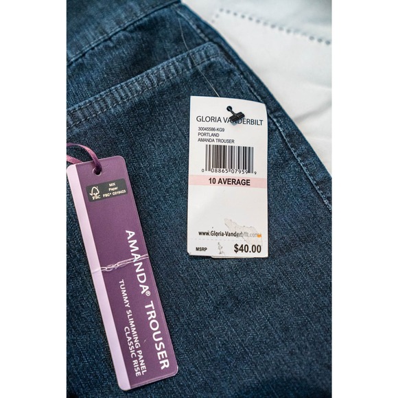 Gloria Vanderbilt Denim Jean - Amanda Straight-Leg Jeans, Blue, Sz 10 - Picture 5 of 7